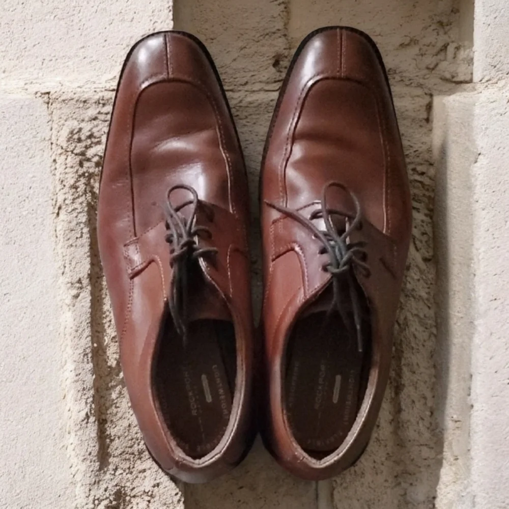 Rockport Shoes Mens 11.5 11-1/2 Brown Leather Upper‎ Lightweight Lace Up Oxford